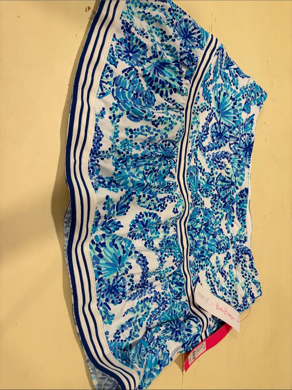 Lilly Pulitzer Turquoise & Navy seashell Skirt with Striped Waistband L NWT